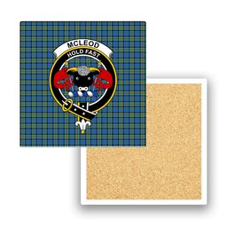 ScotsTee Shop Scottish McLeod of Harris Ancient Crest Tartan Drinks Coasters – Wood, Rubber, Ceramic