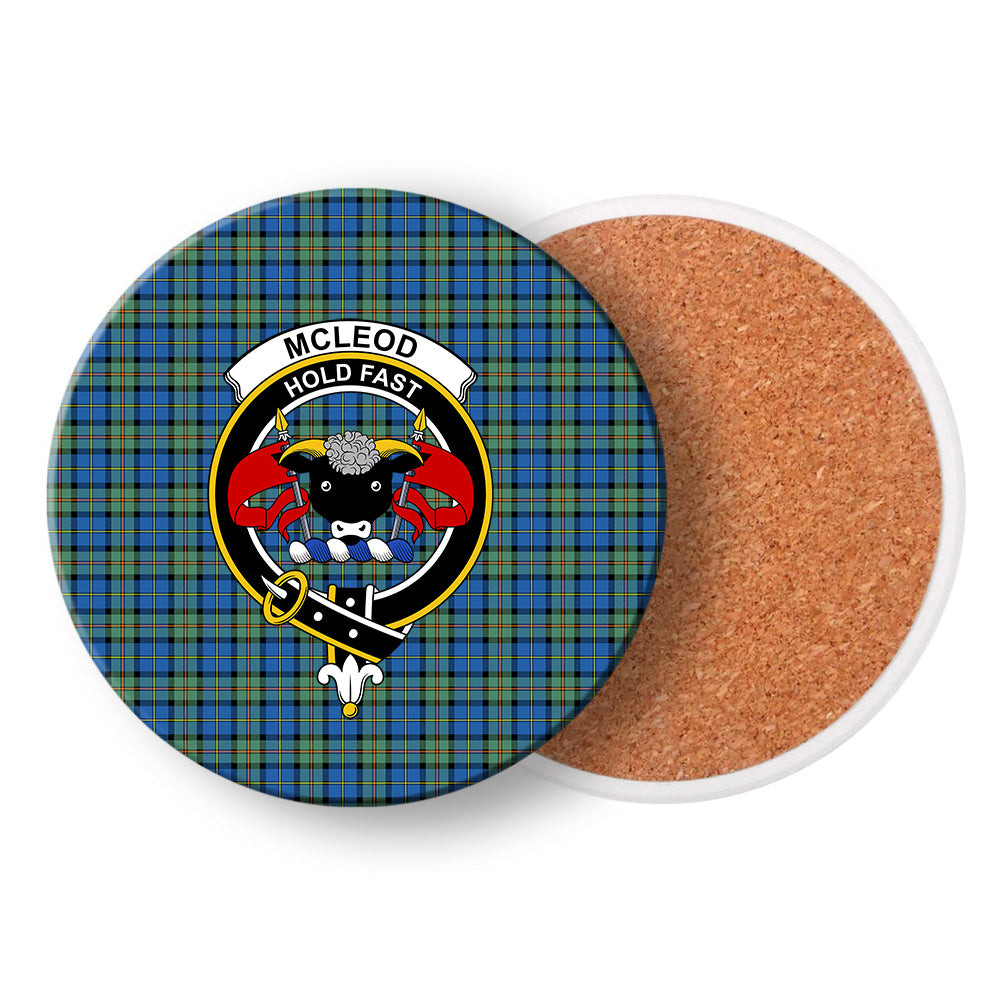ScotsTee Shop Scottish McLeod of Harris Ancient Crest Tartan Drinks Coasters – Wood, Rubber, Ceramic