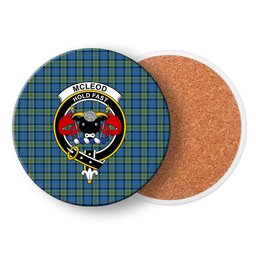 ScotsTee Shop Scottish McLeod of Harris Ancient Crest Tartan Drinks Coasters – Wood, Rubber, Ceramic