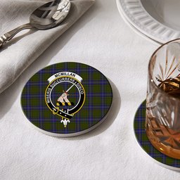 ScotsTee Shop Scottish McMillan Hunting Modern Crest Tartan Drinks Coasters – Wood, Rubber, Ceramic