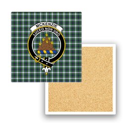ScotsTee Shop Scottish McKenzie Dress Modern Crest Tartan Drinks Coasters – Wood, Rubber, Ceramic