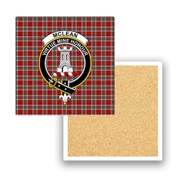 ScotsTee Shop Scottish McLean of Duart Dress Red Crest Tartan Drinks Coasters – Wood, Rubber, Ceramic