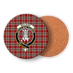 ScotsTee Shop Scottish McLean of Duart Dress Red Crest Tartan Drinks Coasters – Wood, Rubber, Ceramic