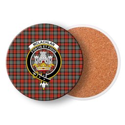 ScotsTee Shop Scottish McLachlan Weathered Crest Tartan Drinks Coasters – Wood, Rubber, Ceramic
