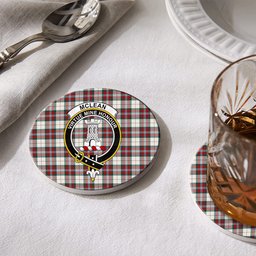 ScotsTee Shop Scottish McLean Dress Modern Crest Tartan Drinks Coasters – Wood, Rubber, Ceramic