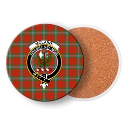 ScotsTee Shop Scottish McLaine of Loch Buie Ancient Crest Tartan Drinks Coasters – Wood, Rubber, Ceramic