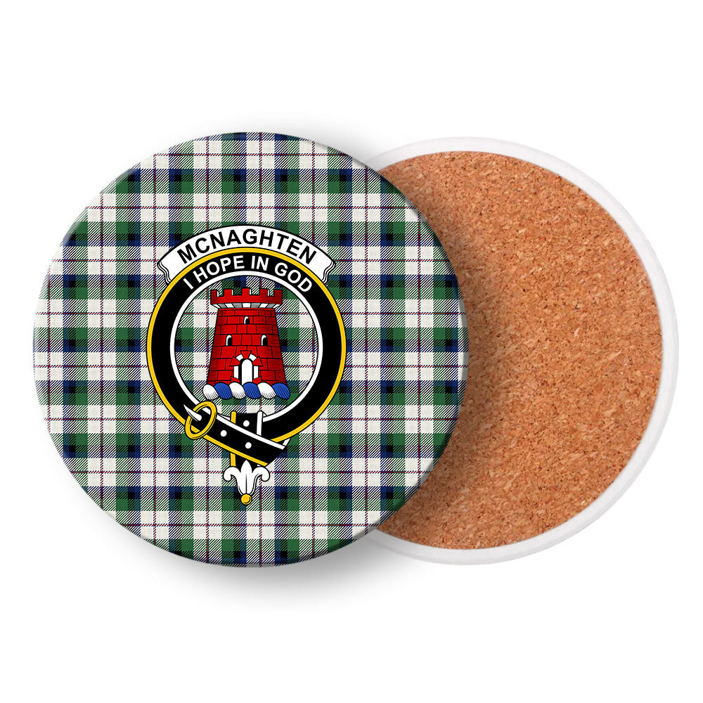 ScotsTee Shop Scottish Mcnaghten Dress Modern Crest Tartan Drinks Coasters – Wood, Rubber, Ceramic