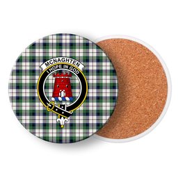 ScotsTee Shop Scottish Mcnaghten Dress Modern Crest Tartan Drinks Coasters – Wood, Rubber, Ceramic
