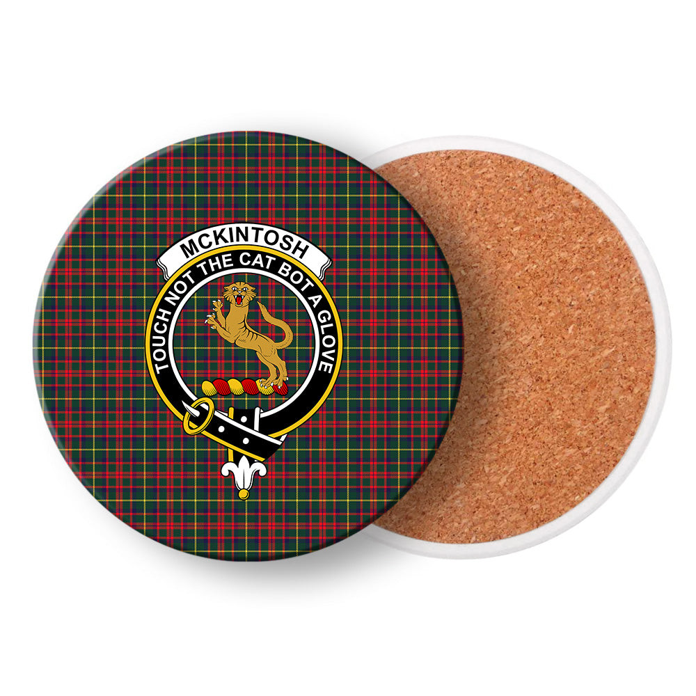 ScotsTee Shop Scottish McKintosh Hunting Modern Crest Tartan Drinks Coasters – Wood, Rubber, Ceramic
