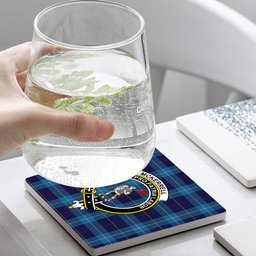 ScotsTee Shop Scottish McKerrell of Hillhouse Crest Tartan Drinks Coasters – Wood, Rubber, Ceramic