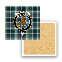 ScotsTee Shop Scottish McKenzie Dress Ancient Crest Tartan Drinks Coasters – Wood, Rubber, Ceramic