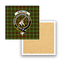 ScotsTee Shop Scottish McMillan Society of Glasgow Crest Tartan Drinks Coasters – Wood, Rubber, Ceramic