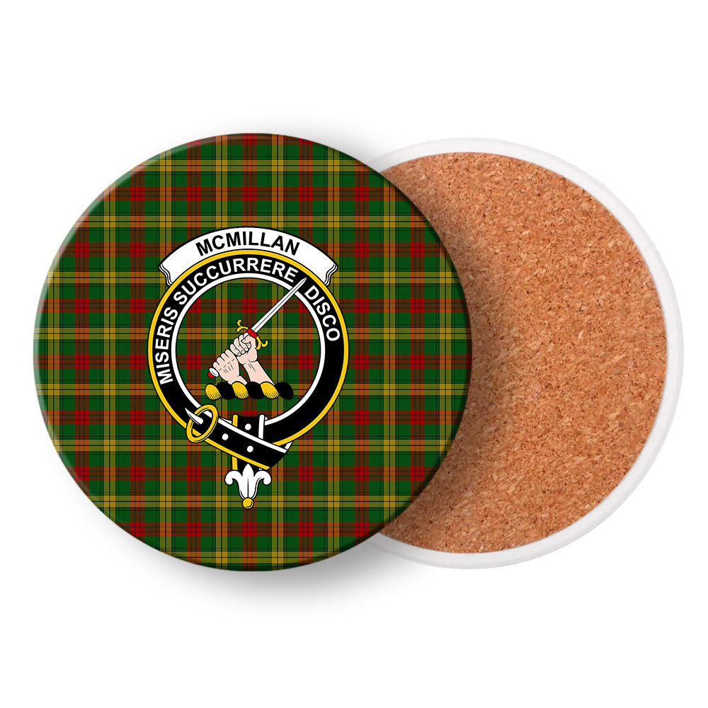 ScotsTee Shop Scottish McMillan Society of Glasgow Crest Tartan Drinks Coasters – Wood, Rubber, Ceramic