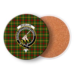 ScotsTee Shop Scottish McMillan Society of Glasgow Crest Tartan Drinks Coasters – Wood, Rubber, Ceramic