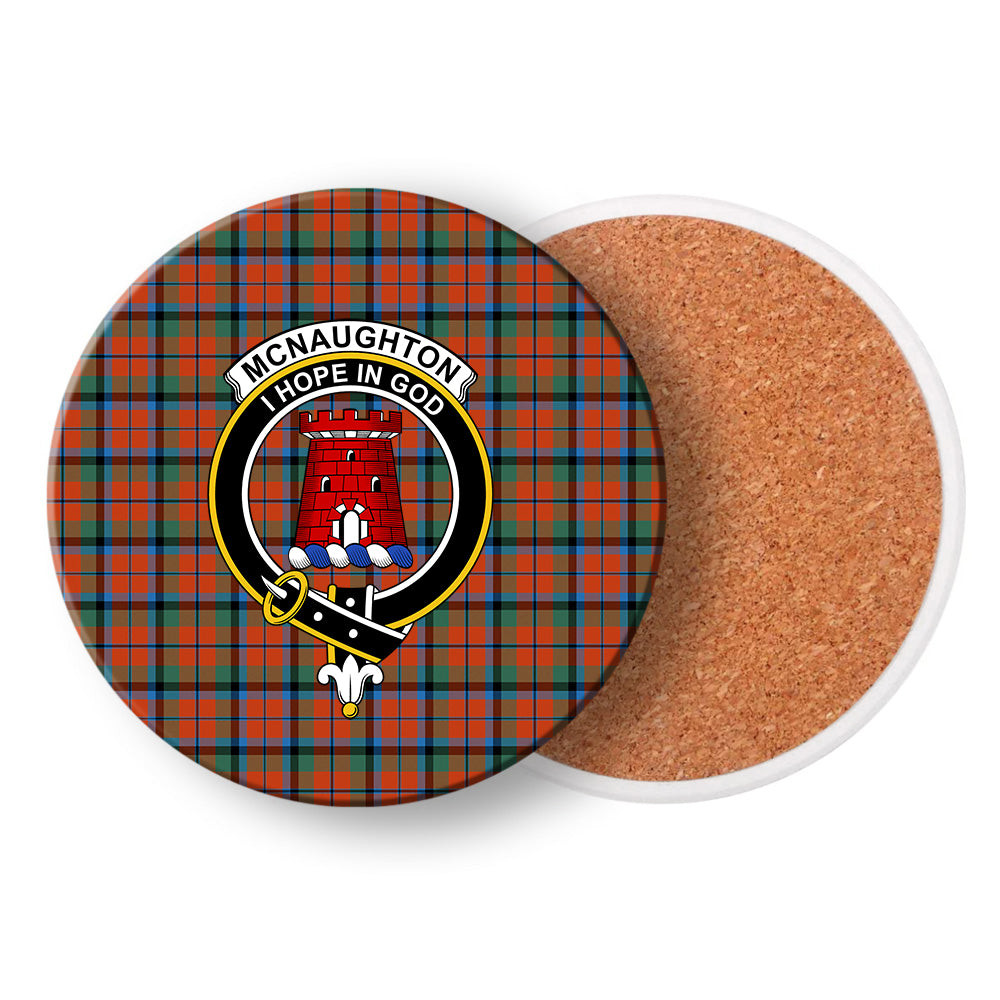 ScotsTee Shop Scottish McNaughton Ancient Crest Tartan Drinks Coasters – Wood, Rubber, Ceramic