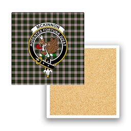 ScotsTee Shop Scottish McKinnon Dress Crest Tartan Drinks Coasters – Wood, Rubber, Ceramic