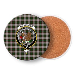 ScotsTee Shop Scottish McKinnon Dress Crest Tartan Drinks Coasters – Wood, Rubber, Ceramic