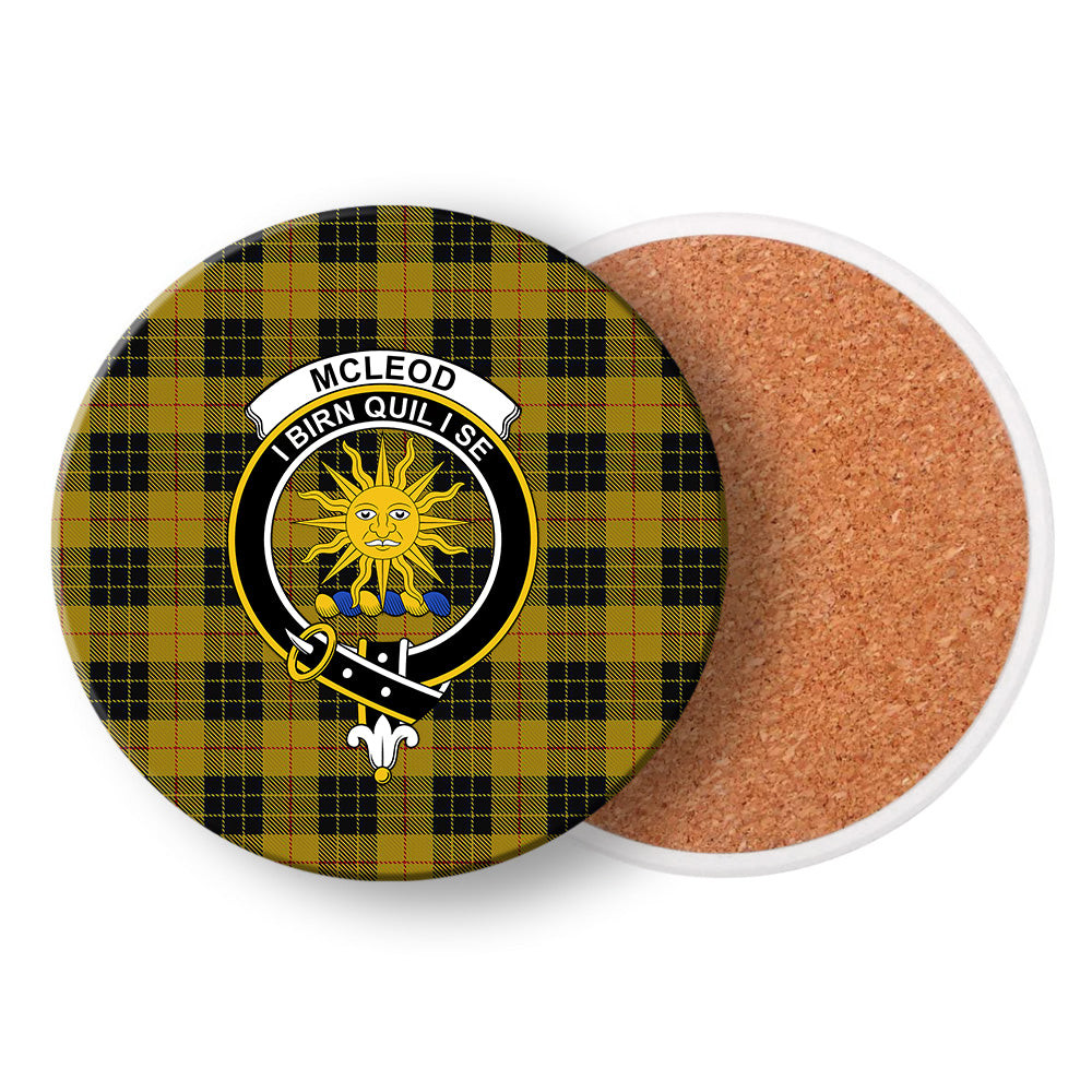 ScotsTee Shop Scottish McLeod of Lewis Ancient Crest Tartan Drinks Coasters – Wood, Rubber, Ceramic