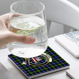 ScotsTee Shop Scottish McNeil of Barra Modern Crest Tartan Drinks Coasters – Wood, Rubber, Ceramic