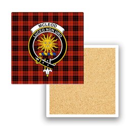 ScotsTee Shop Scottish McLeod of Raasay Ancient Crest Tartan Drinks Coasters – Wood, Rubber, Ceramic