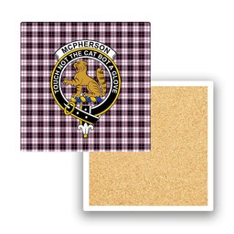 ScotsTee Shop Scottish McPherson Hunting Modern Crest Tartan Drinks Coasters – Wood, Rubber, Ceramic