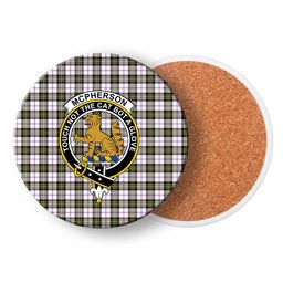 ScotsTee Shop Scottish McPherson Dress Modern Crest Tartan Drinks Coasters – Wood, Rubber, Ceramic