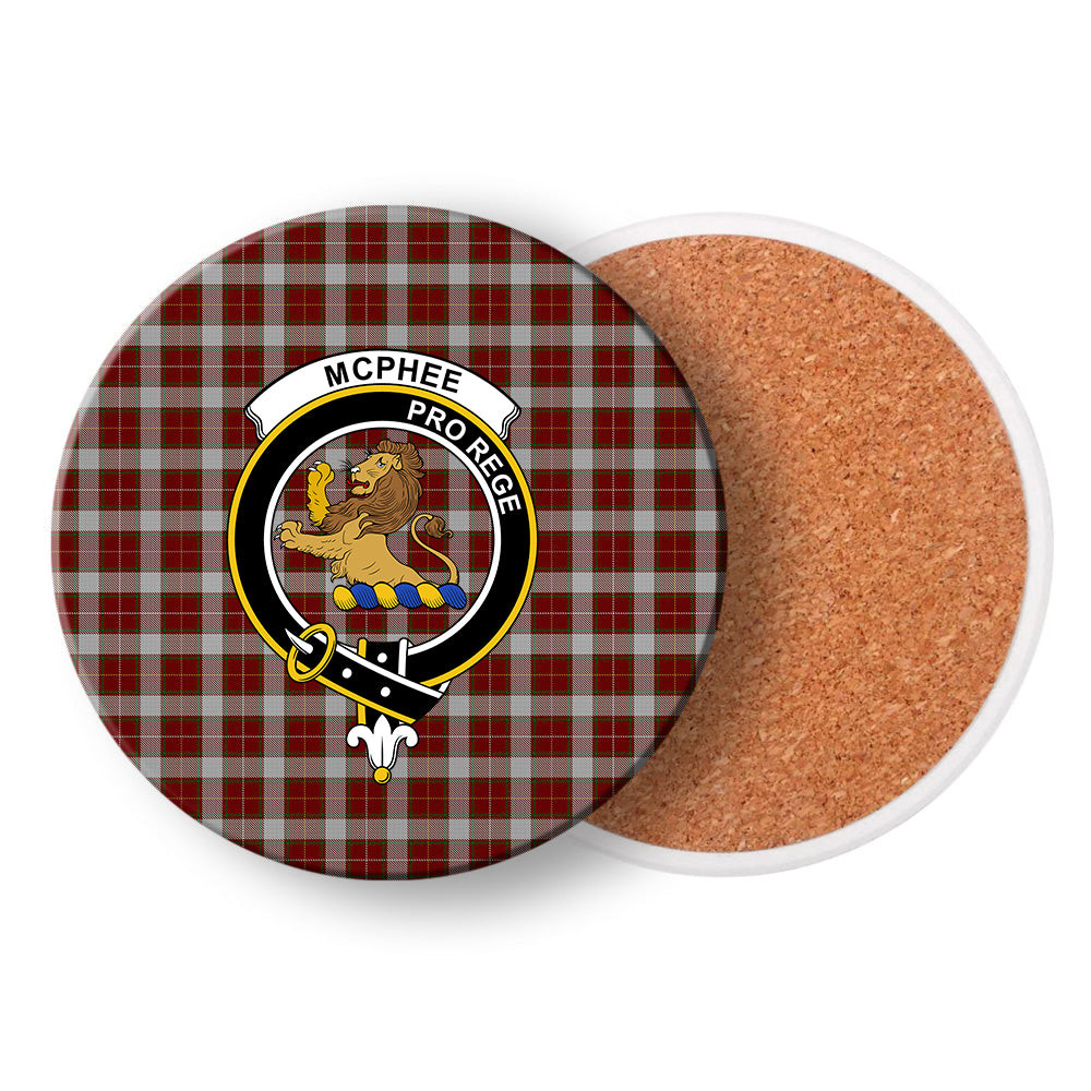 ScotsTee Shop Scottish McPhee Dress Crest Tartan Drinks Coasters – Wood, Rubber, Ceramic