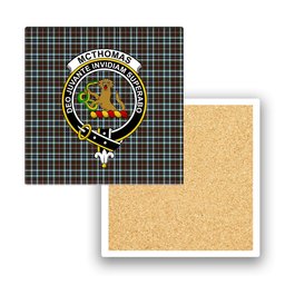 ScotsTee Shop Scottish McThomas Hunting Modern Crest Tartan Drinks Coasters – Wood, Rubber, Ceramic