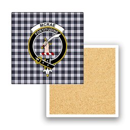 ScotsTee Shop Scottish McRae Dress Modern Crest Tartan Drinks Coasters – Wood, Rubber, Ceramic