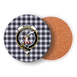 ScotsTee Shop Scottish McRae Dress Modern Crest Tartan Drinks Coasters – Wood, Rubber, Ceramic