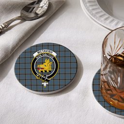 ScotsTee Shop Scottish McTavish Dress Crest Tartan Drinks Coasters – Wood, Rubber, Ceramic