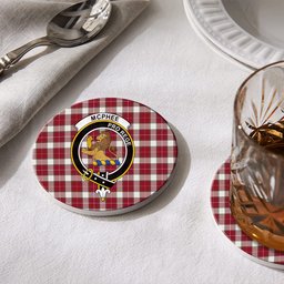 ScotsTee Shop Scottish McPhee Dress Modern Crest Tartan Drinks Coasters – Wood, Rubber, Ceramic