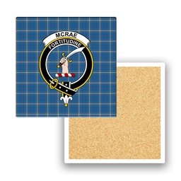 ScotsTee Shop Scottish McRae of America Ancient Crest Tartan Drinks Coasters – Wood, Rubber, Ceramic