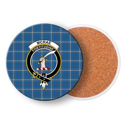 ScotsTee Shop Scottish McRae of America Ancient Crest Tartan Drinks Coasters – Wood, Rubber, Ceramic