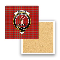 ScotsTee Shop Scottish Meldrum Dress Modern Crest Tartan Drinks Coasters – Wood, Rubber, Ceramic
