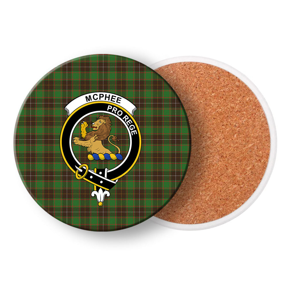 ScotsTee Shop Scottish McPhee Hunting Ancient Crest Tartan Drinks Coasters – Wood, Rubber, Ceramic