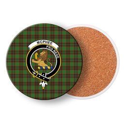 ScotsTee Shop Scottish McPhee Hunting Ancient Crest Tartan Drinks Coasters – Wood, Rubber, Ceramic