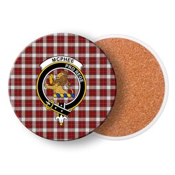 ScotsTee Shop Scottish McPhee Dress Ancient Crest Tartan Drinks Coasters – Wood, Rubber, Ceramic