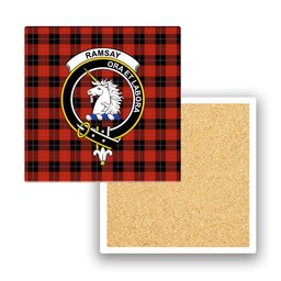 ScotsTee Shop Scottish Ramsay of Dalhousie (Ramsay Red) Ancient Crest Tartan Drinks Coasters – Wood, Rubber, Ceramic