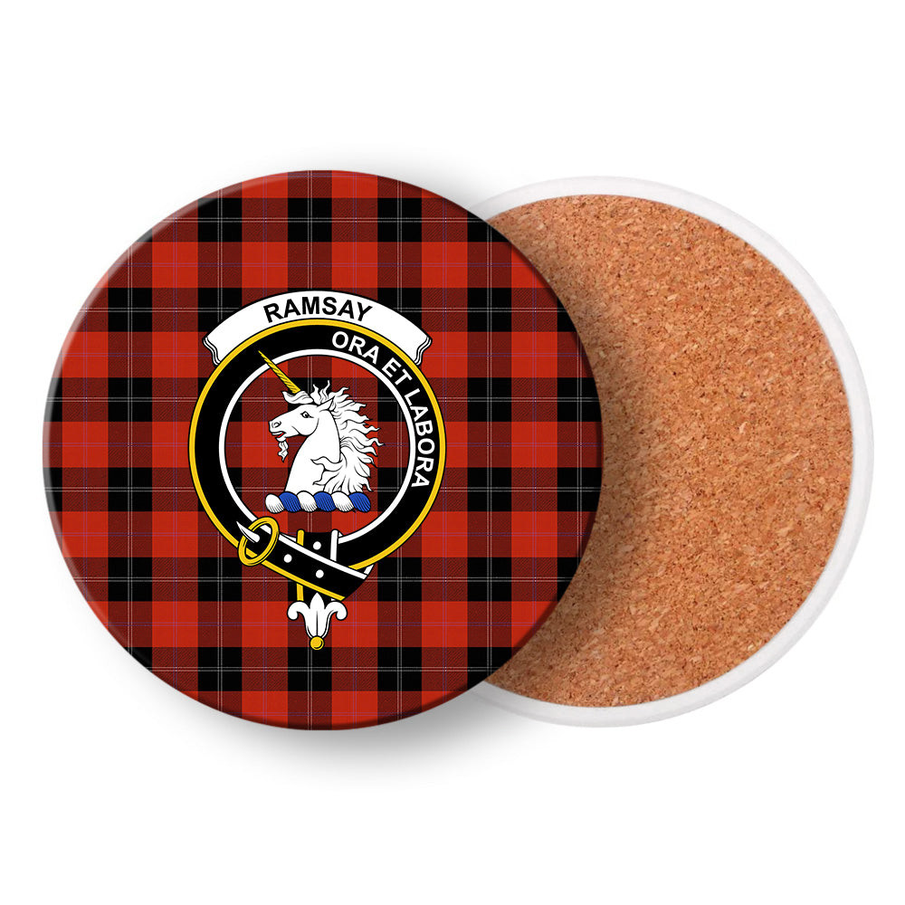 ScotsTee Shop Scottish Ramsay of Dalhousie (Ramsay Red) Ancient Crest Tartan Drinks Coasters – Wood, Rubber, Ceramic
