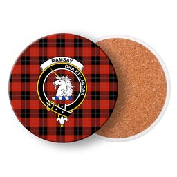ScotsTee Shop Scottish Ramsay of Dalhousie (Ramsay Red) Ancient Crest Tartan Drinks Coasters – Wood, Rubber, Ceramic