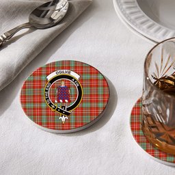 ScotsTee Shop Scottish Ogilvie (Ogilvy) Ancient Crest Tartan Drinks Coasters – Wood, Rubber, Ceramic