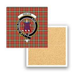 ScotsTee Shop Scottish Ogilvie (Ogilvy) Ancient Crest Tartan Drinks Coasters – Wood, Rubber, Ceramic