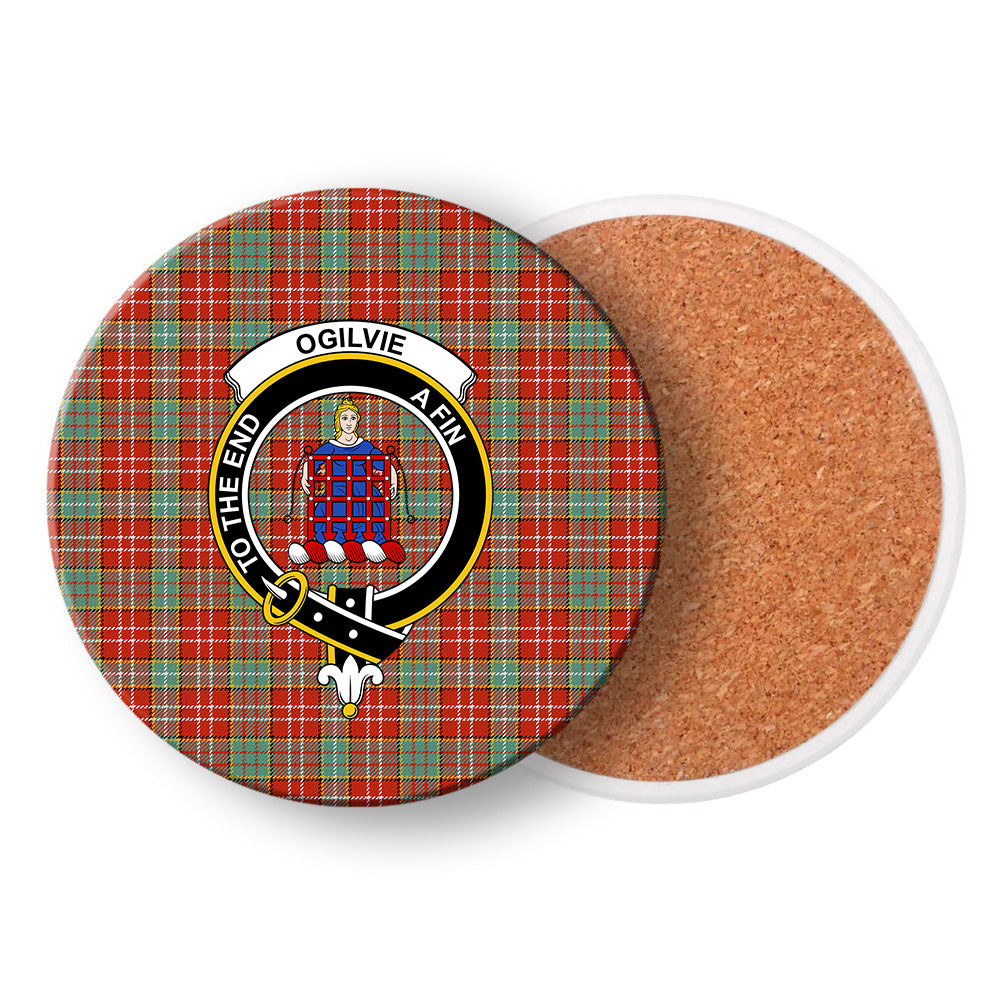 ScotsTee Shop Scottish Ogilvie (Ogilvy) Ancient Crest Tartan Drinks Coasters – Wood, Rubber, Ceramic
