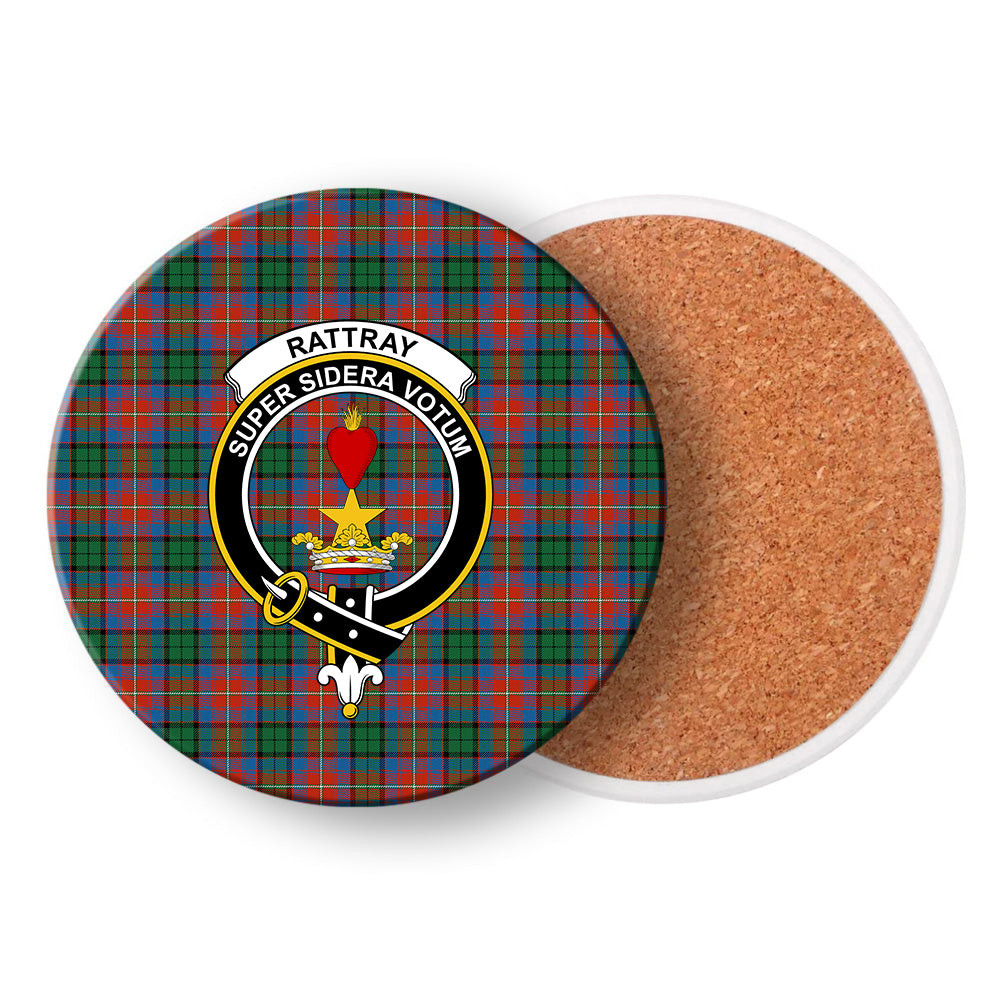 ScotsTee Shop Scottish Rattray of Lude Ancient Crest Tartan Drinks Coasters – Wood, Rubber, Ceramic