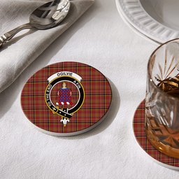 ScotsTee Shop Scottish Ogilvie (Ogilvy) of Strathallan Crest Tartan Drinks Coasters – Wood, Rubber, Ceramic