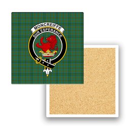 ScotsTee Shop Scottish Moncreiffe of Atholl Ancient Crest Tartan Drinks Coasters – Wood, Rubber, Ceramic