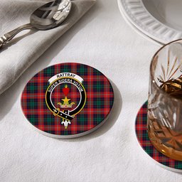 ScotsTee Shop Scottish Rattray of Lude Modern Crest Tartan Drinks Coasters – Wood, Rubber, Ceramic