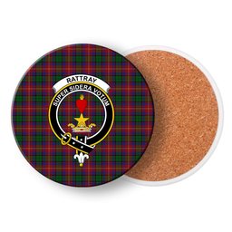 ScotsTee Shop Scottish Rattray of Lude Crest Tartan Drinks Coasters – Wood, Rubber, Ceramic