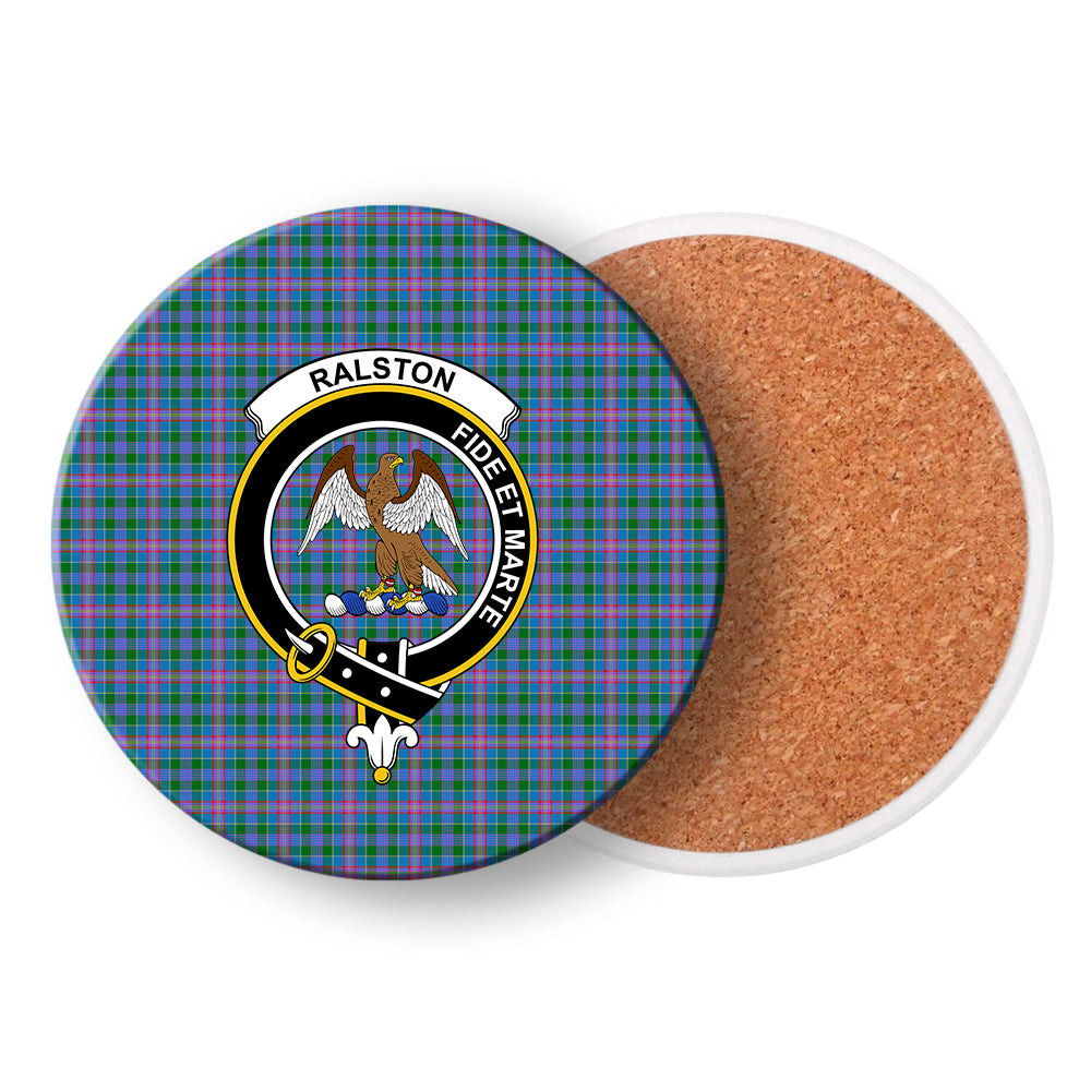 ScotsTee Shop Scottish Ralston Crest Tartan Drinks Coasters – Wood, Rubber, Ceramic